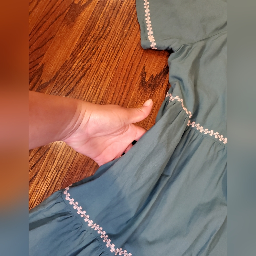 Beachlunchlounge Women's Puff Slevee Flounce Teal Mini Dress Size XXL - Picture 9 of 14